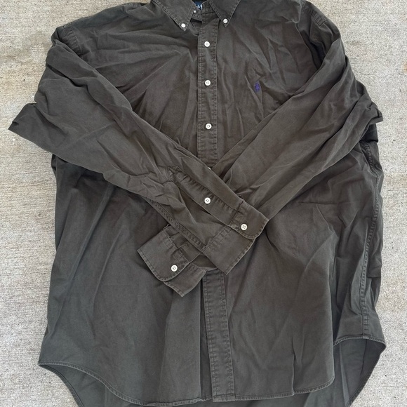 Ralph Lauren Dark Olive Button-Down Shirt - Picture 1 of 4